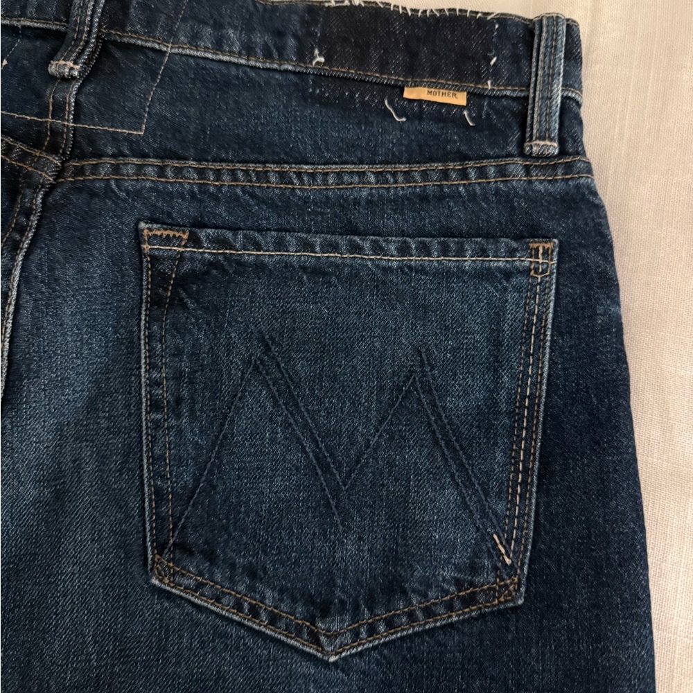 MOTHER Indigo Jean Shorts with Frayed Hem - Picture 7 of 9